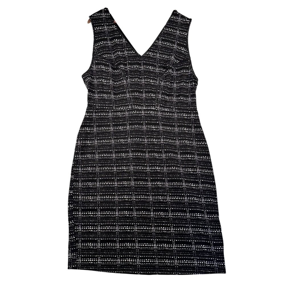 TART Sleeveless Black & White Dot Sheath Dress Sz 1X V‑Neck Polished OfficeWear - Picture 6 of 14